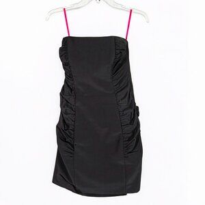 Betsey Johnson Black Cocktail Dress Size 4 | Strapless Ruched Mini Party Dress